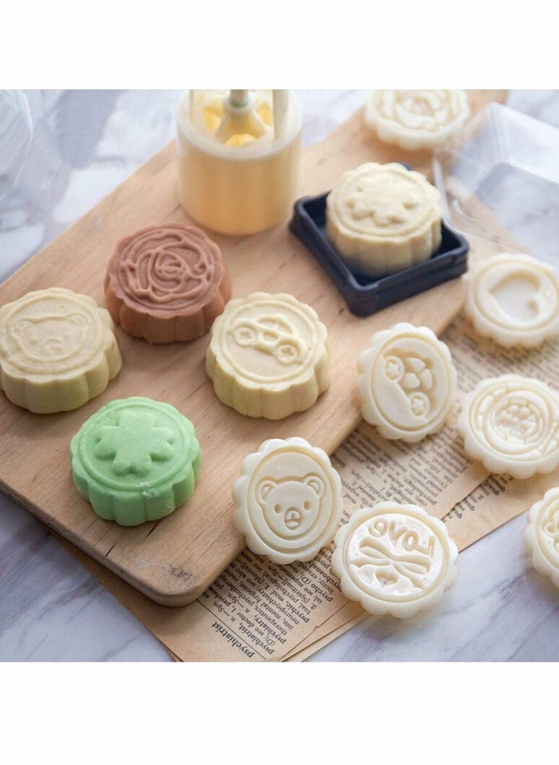 SYOSI - Mooncake Press Molds, Mid Autumn Festival Mooncake Mold Set 50g Flower Moon Cake Mold with 9Pcs Stamps, Making Moon Cakes - Image 1