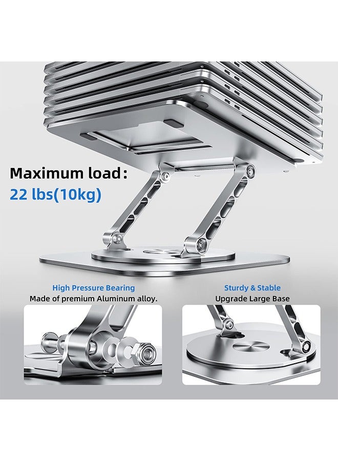 TodyJeyHo Adjustable Laptop Stand for Desk, Ergonomic Riser with 360° Rotating Base, Foldable, Compatible with tablets and laptops, More 10-17" Laptops, Silver  - Image 3