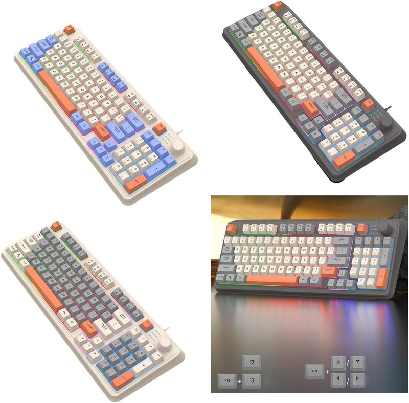 Corded Gaming Keyboard PC LED Backlit Keycap Mechanical Keyboard 94 Keys Desktop Computer Travel Friendly - Image 2