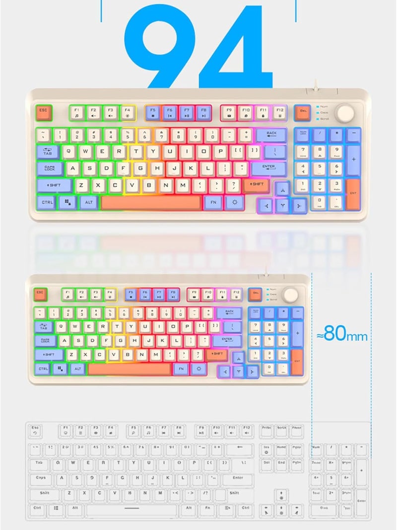 Corded Gaming Keyboard PC LED Backlit Keycap Mechanical Keyboard 94 Keys Desktop Computer Travel Friendly - Image 4