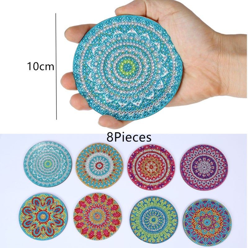 DIY Diamond Painting Coasters 10cmx10cm Wood With Non-Slip Bottom - Clear Color-Marked Pattern Strong Adhesion Coasters for Home Party Decor - Image 4