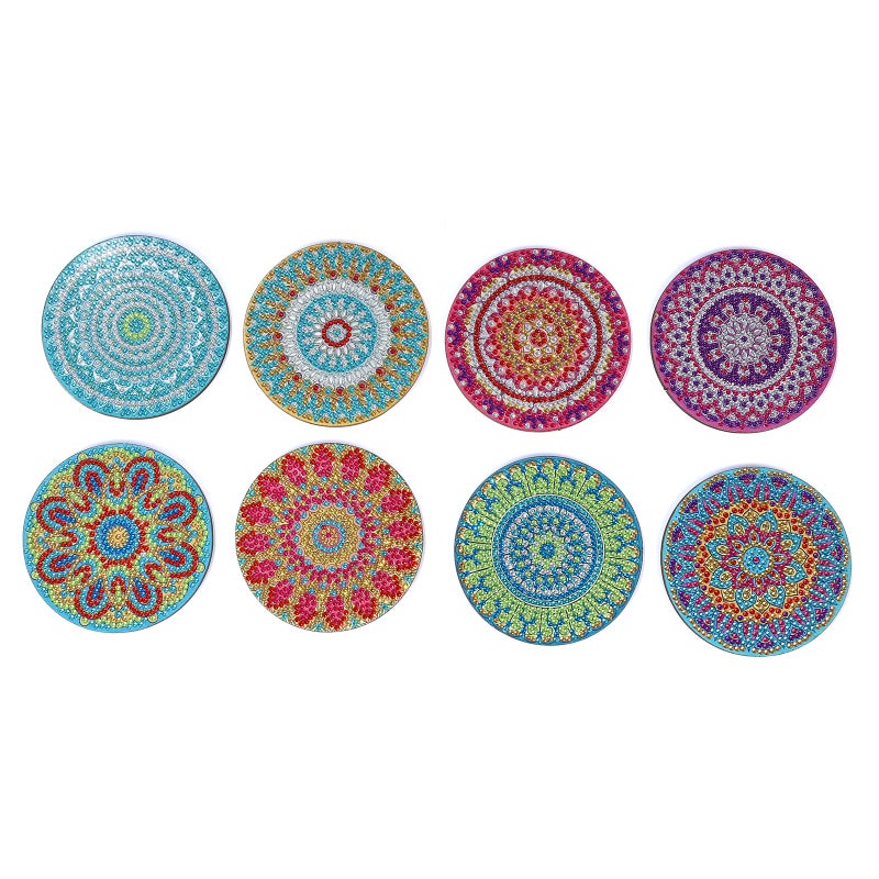DIY Diamond Painting Coasters 10cmx10cm Wood With Non-Slip Bottom - Clear Color-Marked Pattern Strong Adhesion Coasters for Home Party Decor - Image 1
