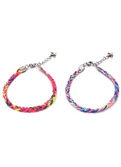 Alwan Set of 2 Colorful Knitted Short Size String Anklets for Women  - Image 1