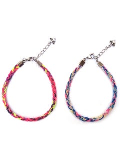 Alwan Set of 2 Colorful Knitted Short Size String Anklets for Women  - Image 2