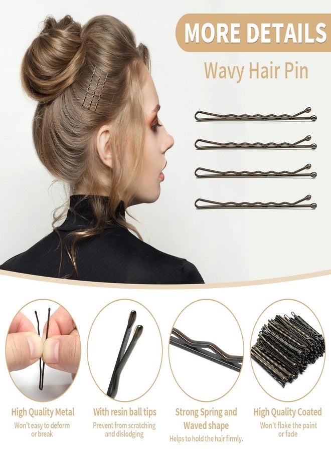 Mia Klein Bobby Pins 2 Inch 300Count for Brown Hair, Crimped Hair Pins for Women, Girls and Kids, Bobby Pins for Bun, with Storage Box, Great for Thick Hair (Brown) - Image 3