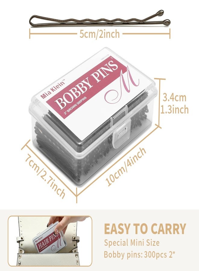 Mia Klein Bobby Pins 2 Inch 300Count for Brown Hair, Crimped Hair Pins for Women, Girls and Kids, Bobby Pins for Bun, with Storage Box, Great for Thick Hair (Brown) - Image 2