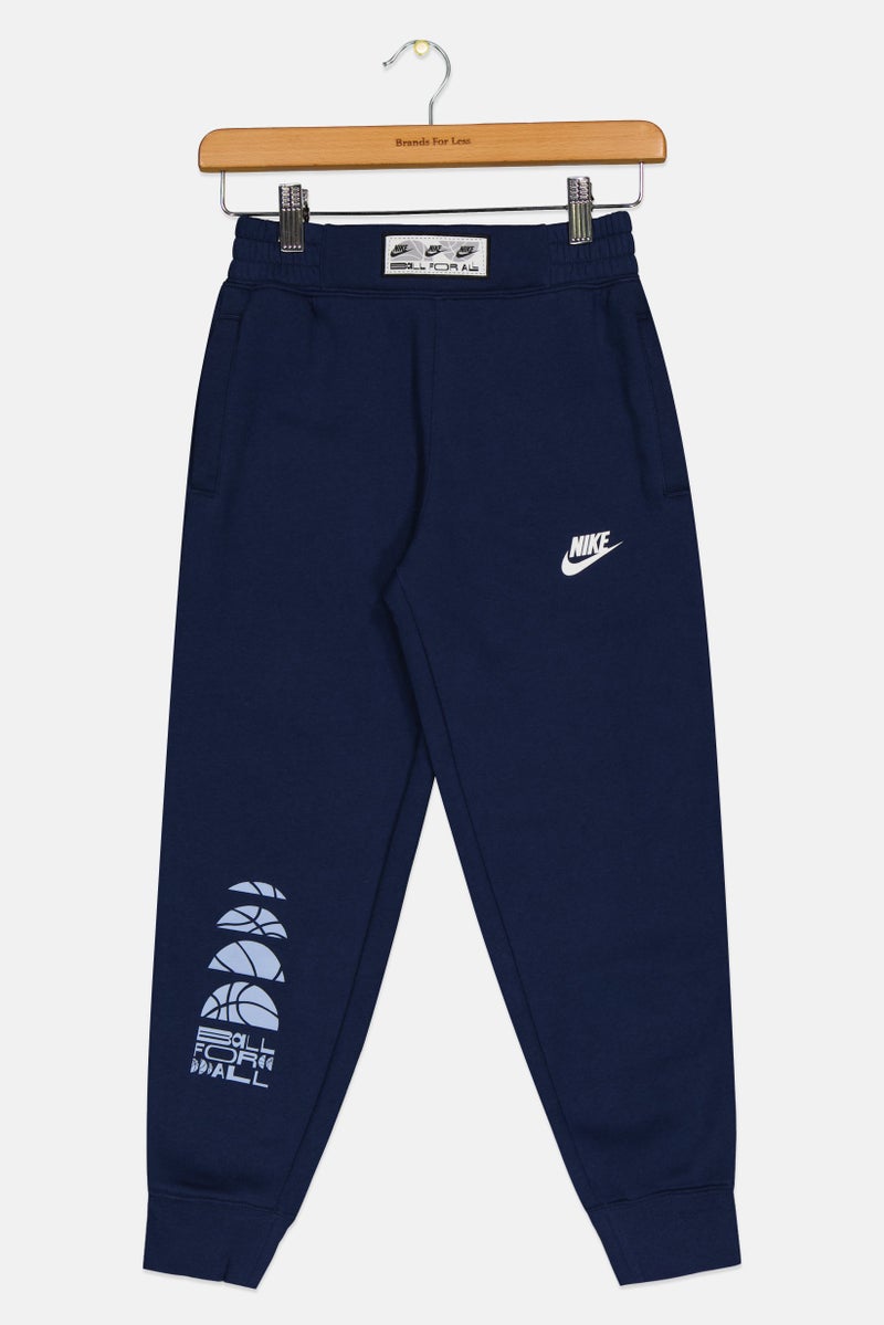 Nike سروال رياضي لكرة السلة للأطفال الأولاد بشعار العلامة التجارية، أزرق داكن - Image 1