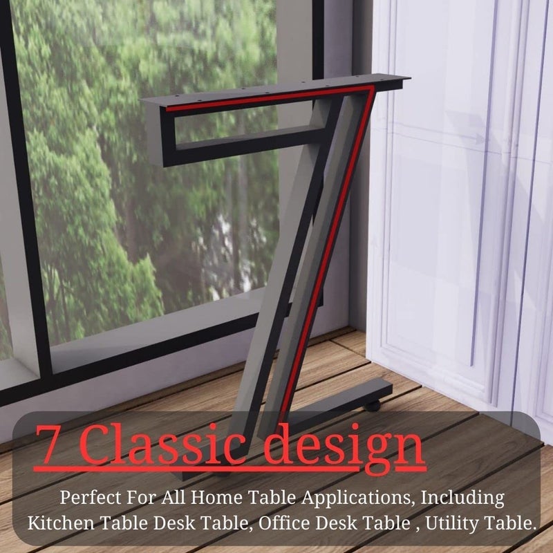 DECORILA Table Legs Metal Set of 2HeavyDuty Industrial Design with a Sleek Black Finish IndustrialStyle Dining Tables Study Tables desks and Other Furniture Pieces only Legs 7 Shape - Image 3