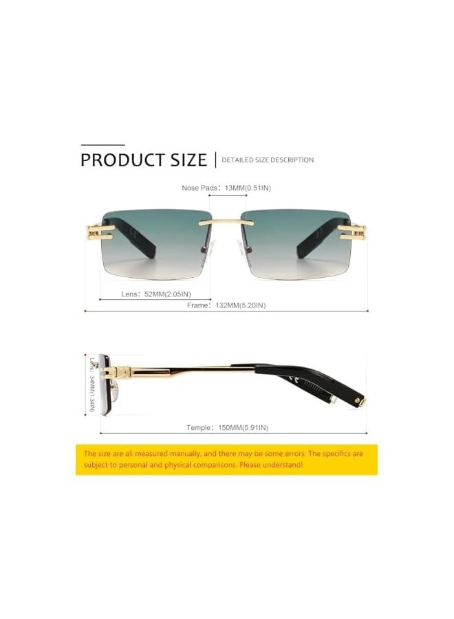 بروماس نظارات شمسية بدون شفة معدنية للرجال، نظارات مستطيلة خفيفة للغاية بلون الحلوى للنساء، نظارات شفافة أنيقة عتيقة - Image 2