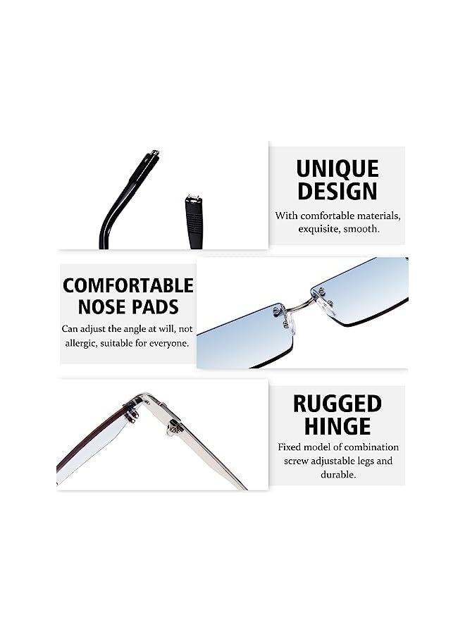 بروماس نظارات شمسية بدون شفة معدنية للرجال، نظارات مستطيلة خفيفة للغاية بلون الحلوى للنساء، نظارات شفافة أنيقة عتيقة - Image 3