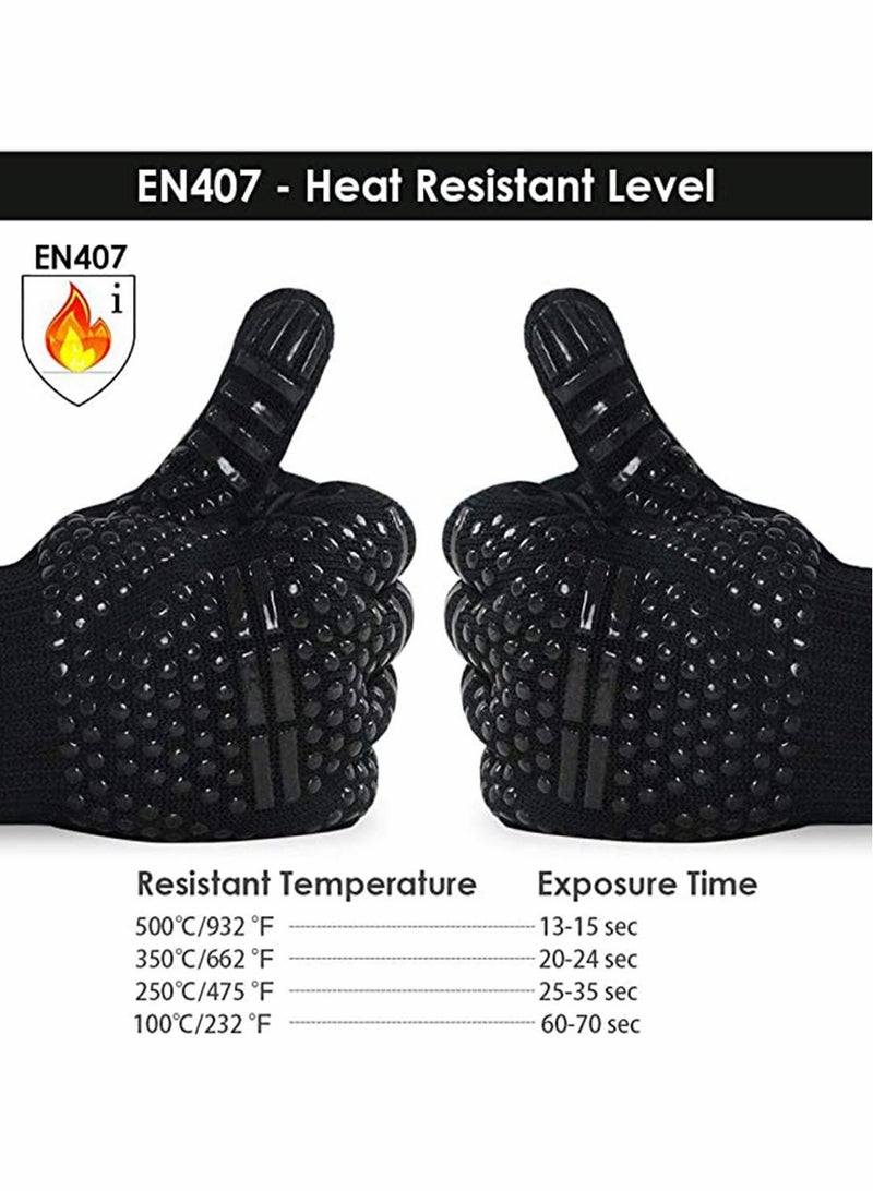 SOLARAE BBQ Grill Gloves, 932¬∞F Extreme Heat Resistant Oven Mitts, Silicone Non-slip Kitchen Cooking Gloves for Barbecue, Cooking, Baking, Grilling, BBQ, 1 pair - Image 4