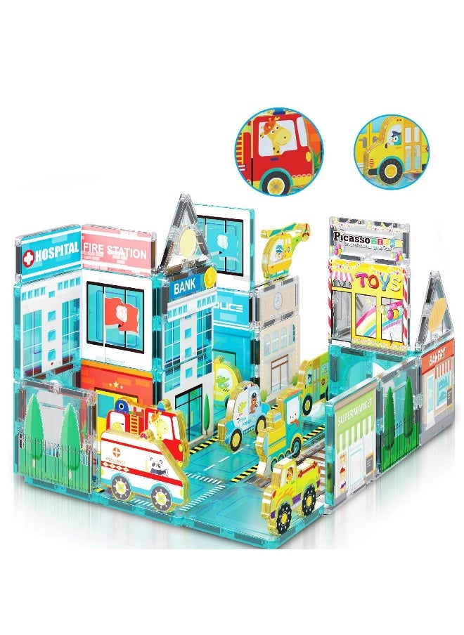 PicassoTiles PicassoTiles Metro City Magnetic Marvels Playset (50 Pieces)  - Image 2