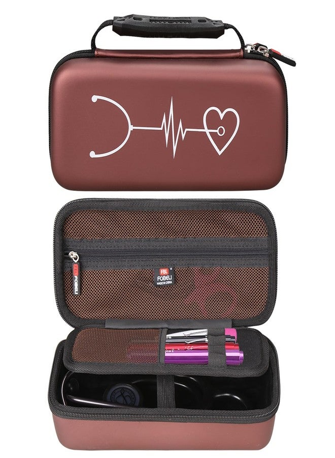 FBLFOBELI Stethoscope Case Compatible with 3M Littmann Classic III/Lightweight II S.E/MDF Acoustica Deluxe Stethoscopes, Includes Mesh Pocket for Nurse Accessories for Work (Chocolate) - Image 1