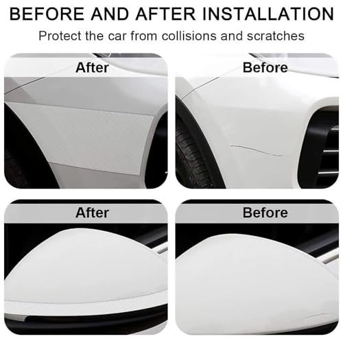 VINSU Carbon Fibre High Gloss Anti Scratch Carbon Fiber Paint Protection Film Tape - Bumper Door Guard Scuff Plate Protectors Tape Anti-Scratch Step 5 M Polyvinyl Chloride (White Tape) - Image 2