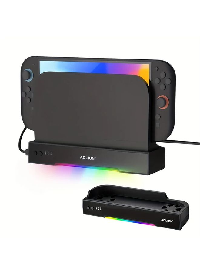 حامل تبريد لنظام Switch 2 موديل 3 NGC مع إضاءة RGB لإدارة درجة حرارة وحدة التحكم المحمولة ومنع ارتفاع الحرارة أثناء جلسات اللعب الطويلة. - Image 1