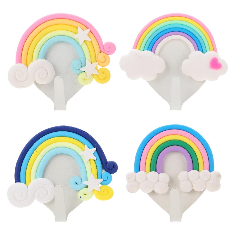 Cabilock Rainbow Storage Hooks 4Pack Creative Adhesive WallMounted Sundries Hangers for Keys Coats Hats Small Space Organization