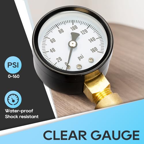RVGUARD صمام تنظيم ضغط الماء RVGUARD مع مقبض قابل للتعديل، لا حاجة لأدوات، مخفض ضغط الماء من النحاس خالي من الرصاص مع مقياس وفلتر شاشة مدخل لمقطورة السفر RV - Image 4