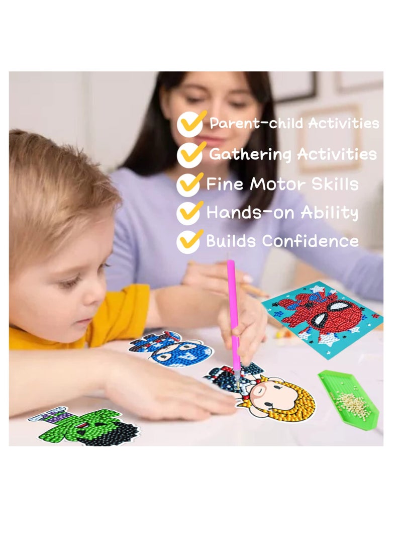 Excefore Diamond Painting Stickers Kits for Kids, Gem Art Kits, 5D Big Gem Diamond Painting, Diamond art for kids with dots, Superhero Gift for boy and girls Age 4-12  - Image 5
