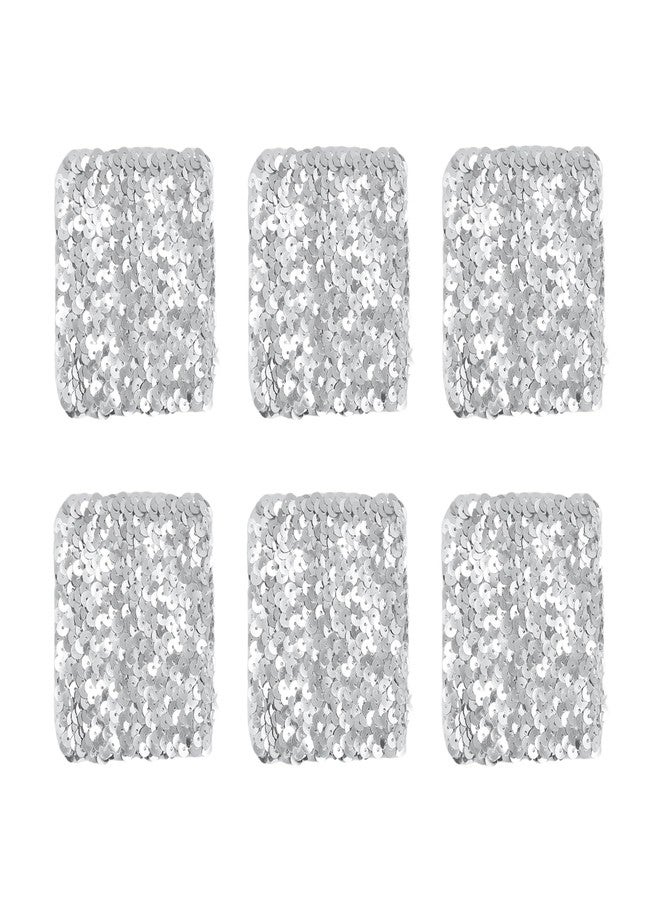Suillty 3 Pairs Sparkly Sequin Wide Bracelet Reversible Slap Strap Glitter Strenty Elbow Cuffs Wristband for Party Festival Rave Dance Halloween Cosplay Costume - Image 1