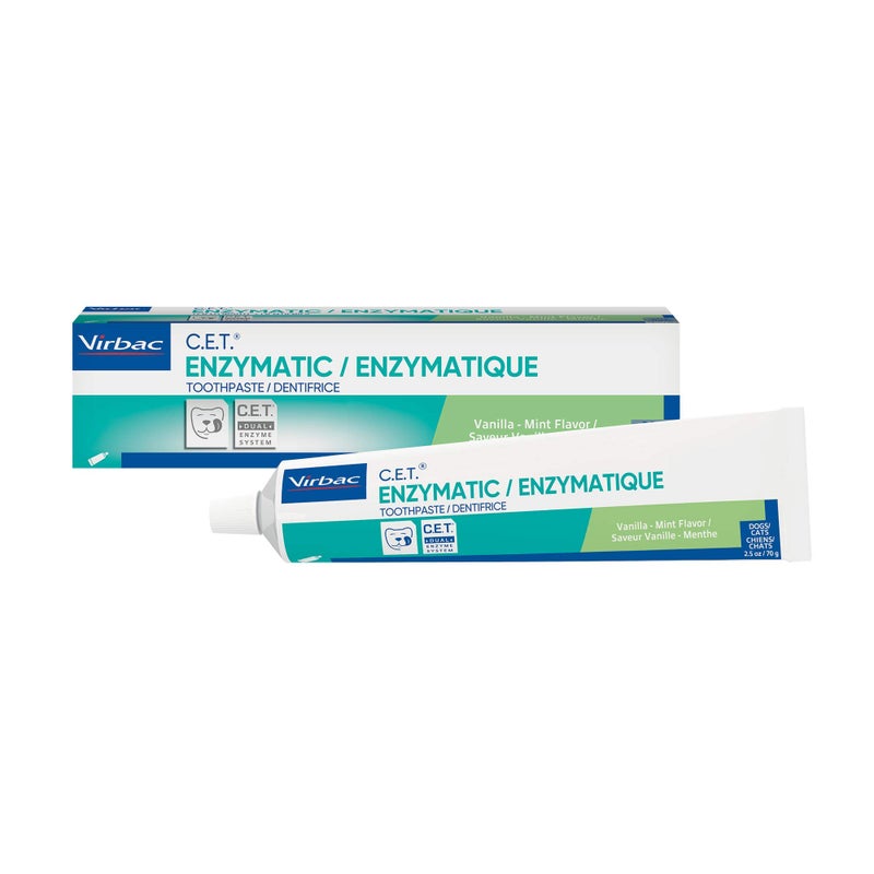 Virbac C.E.T. Enzymatic Toothpaste Eliminates Bad Breath by Removing Plaque and Tartar Buildup Best Pet Dental Care Toothpaste Vanilla Mint Flavor 2.5 Oz Tube - Image 1