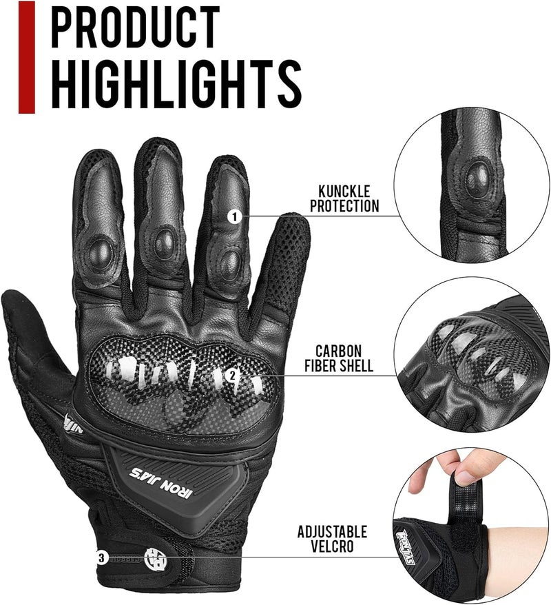 BORLENI Motorcycle Gloves Touch Screen for Men Women Padding Hard Knuckle Cycling Motorbike ATV Hiking Riding Climbing Glove - Image 5