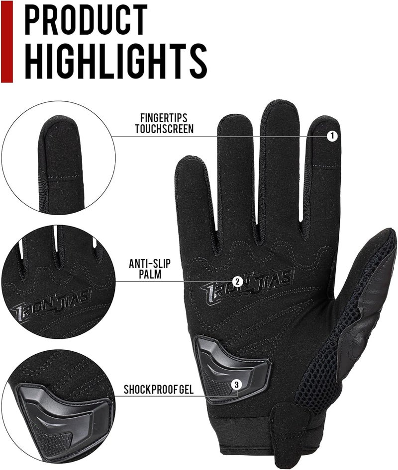 BORLENI Motorcycle Gloves Touch Screen for Men Women Padding Hard Knuckle Cycling Motorbike ATV Hiking Riding Climbing Glove - Image 4