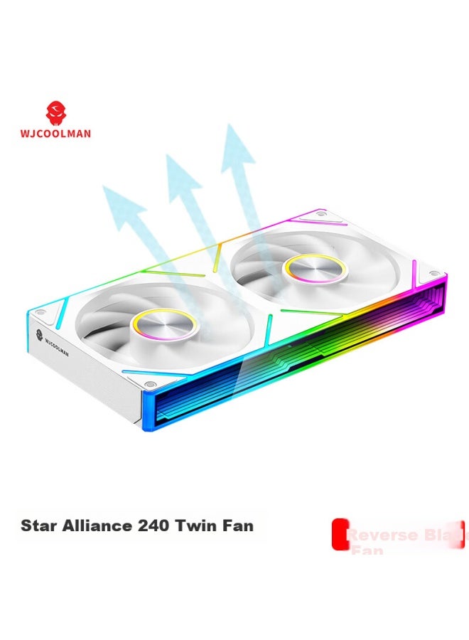 Play Jia Wanjia Starlink 240 Integrated Building Blocks Fan White Reverse Blade 12cm Infinite Mirror Light Synchronous Pwm Speed Control Chassis Fan Argb Desktop Computer Silent - Image 1