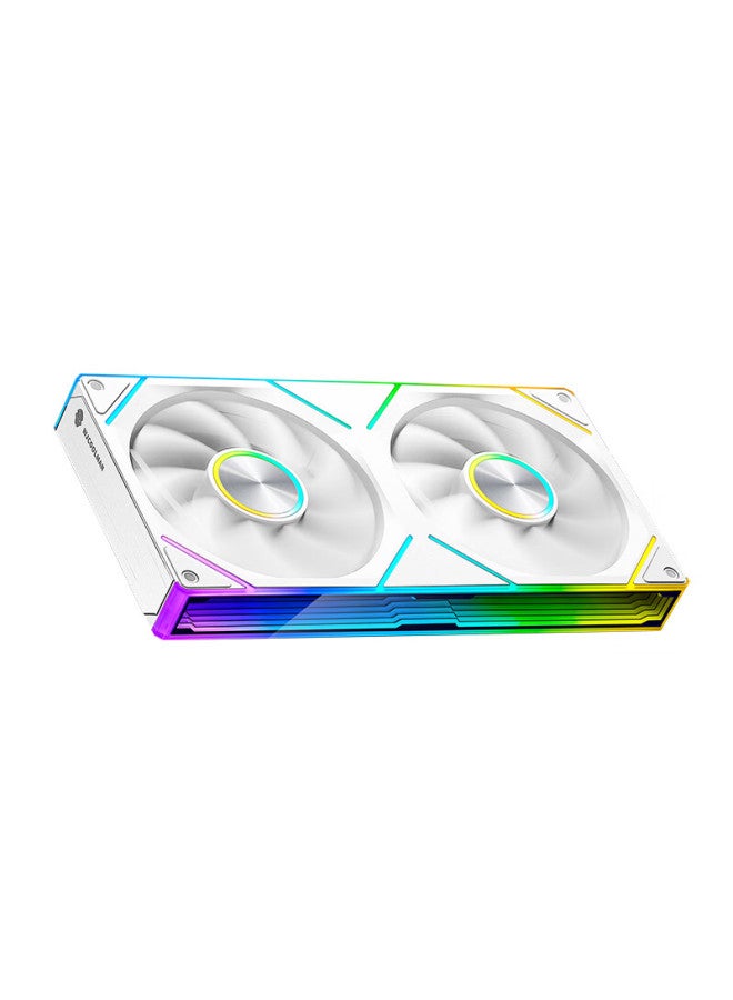 Play Jia Wanjia Starlink 240 Integrated Building Blocks Fan White Reverse Blade 12cm Infinite Mirror Light Synchronous Pwm Speed Control Chassis Fan Argb Desktop Computer Silent - Image 4