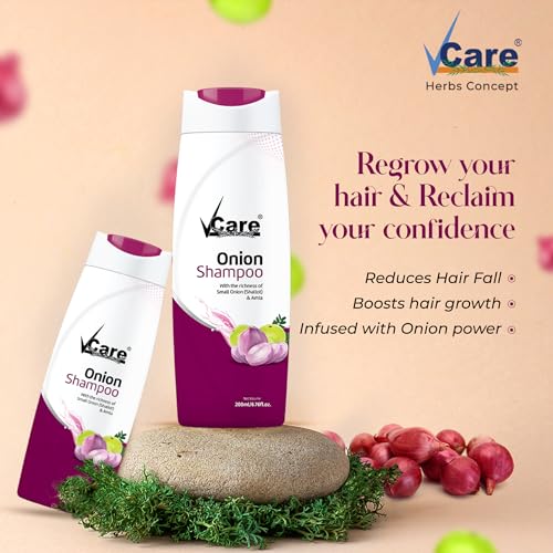 VCare Small Onion Shampoo for Hair Growth 200ml and Hair Fall Control - With Shallot Onion and Amla Suitable for Both Men & Women (Pack Of 2) - Image 2