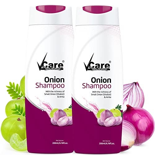 VCare Small Onion Shampoo for Hair Growth 200ml and Hair Fall Control - With Shallot Onion and Amla Suitable for Both Men & Women (Pack Of 2) - Image 1