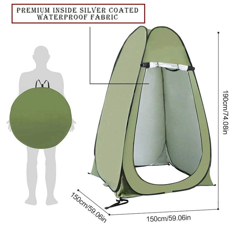 R RUNILEX Polyester Cloth Changing Tent For Camping (Armygreen, Instant Setup, Full Privacy, Lxwxh : 120X120X190 Cm), 1 Person - Image 1