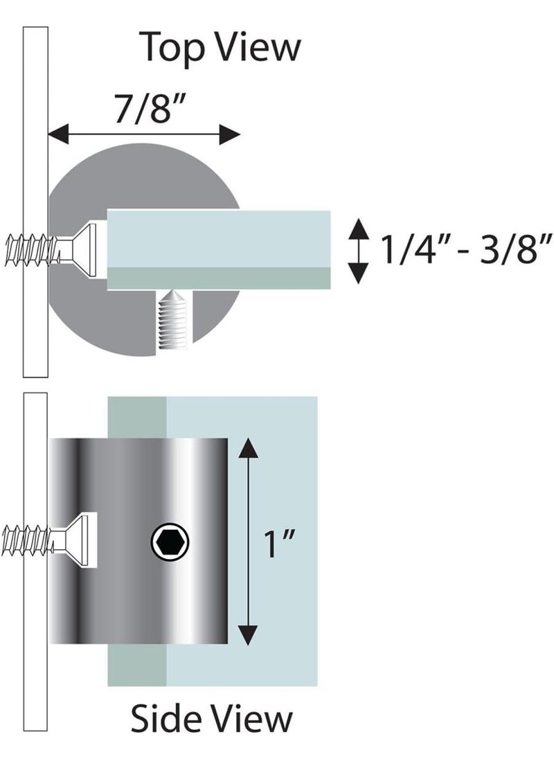 Displays2go Set of 6  Silver Satin Finish Standoff Brackets 1 x 1 x 78inch for Holding Signs at A Perpendicular Angle  - Image 4