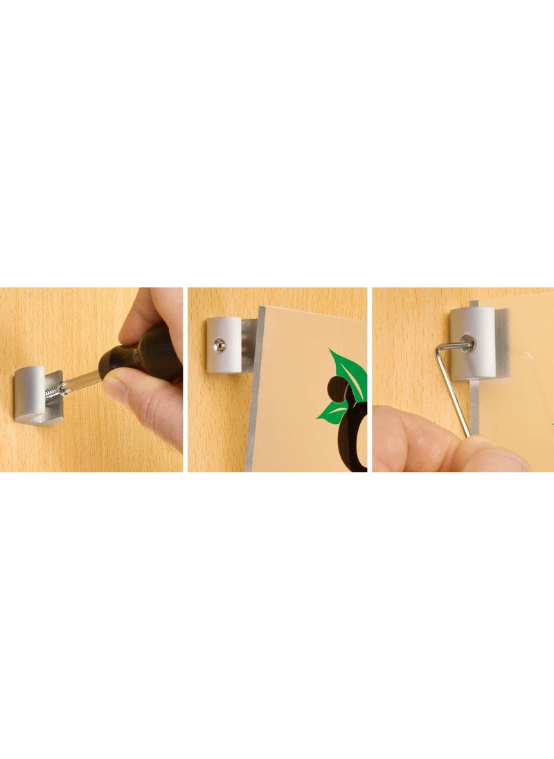 Displays2go Set of 6  Silver Satin Finish Standoff Brackets 1 x 1 x 78inch for Holding Signs at A Perpendicular Angle  - Image 3