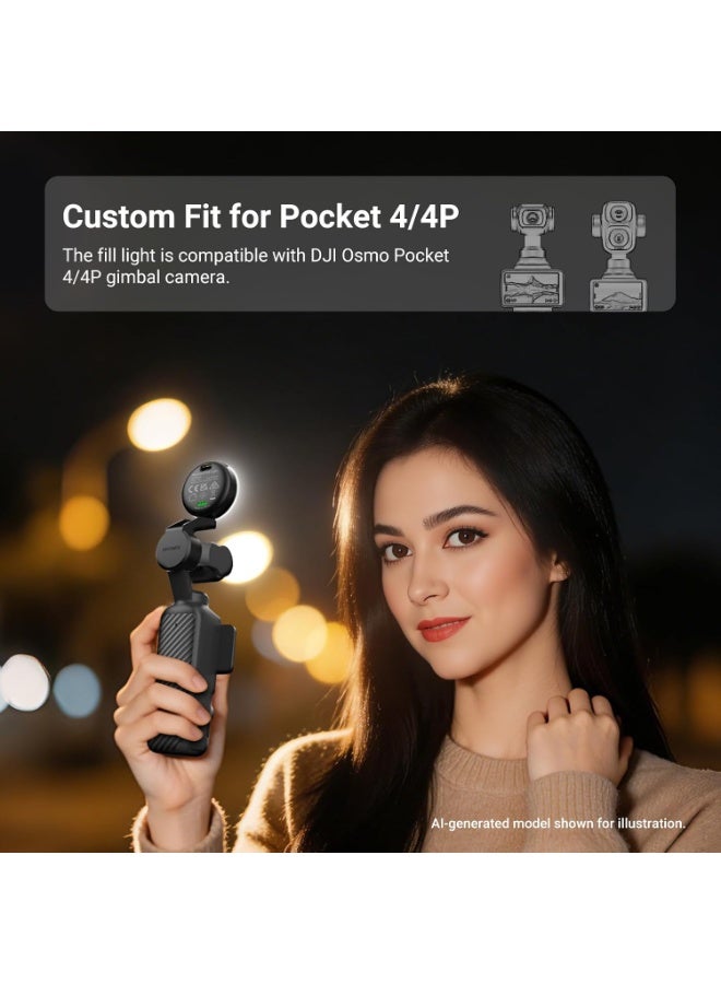Neewer Mini LED Auxiliary Fill Light and two AR Screen Protectors Compatible with DJI OSMO Pocket 4 & Pocket 4 Pro, Gimbal Camera Accessories, 1W CRI95 200mAh 3 CCT Modes USB C Charging, Lighting for Selfie Vlog Streaming - Image 2