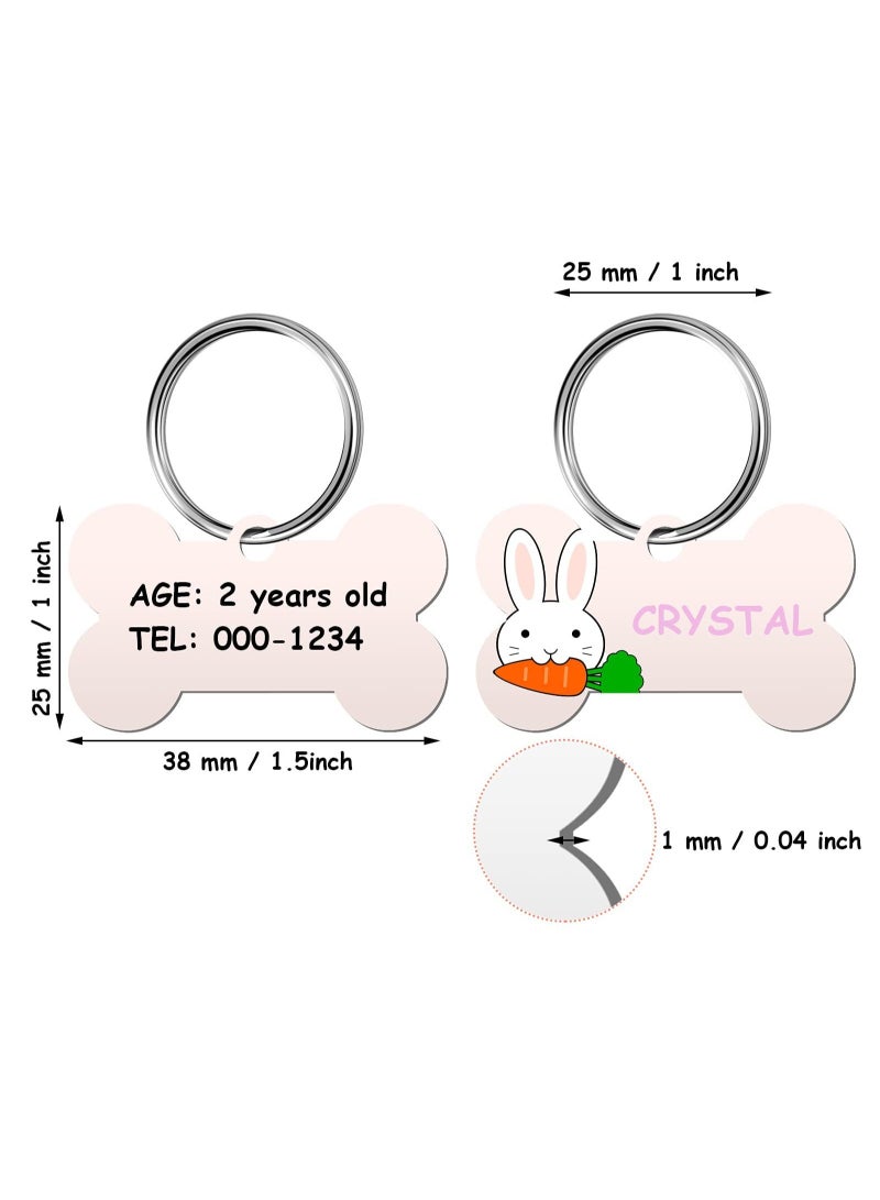 Excefore Sublimation Blank Dog Tags, Aluminum Dog ID Tags, Bone Shaped Pet Name Tags, Double Sided Dog Collar Tags with 20PCS Key Rings for Dogs and Cats - Image 2