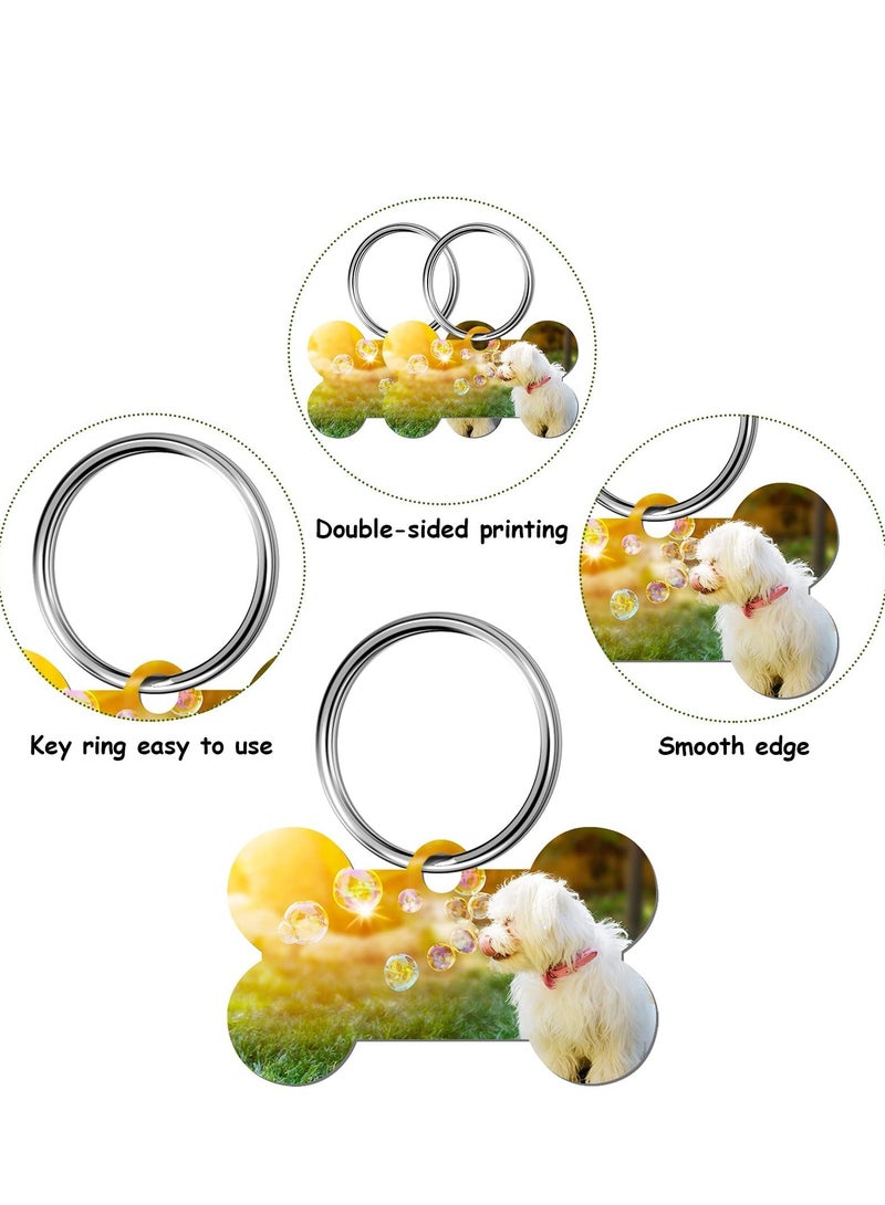 Excefore Sublimation Blank Dog Tags, Aluminum Dog ID Tags, Bone Shaped Pet Name Tags, Double Sided Dog Collar Tags with 20PCS Key Rings for Dogs and Cats - Image 3