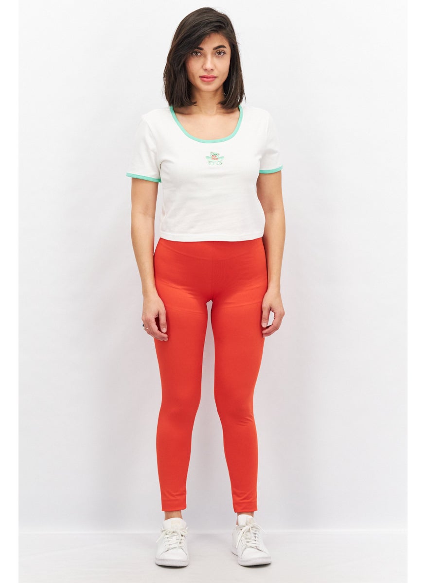 Adidas - Women Sportswear Fit Round Neck Shortsleeve Crop Top, White - Image 1