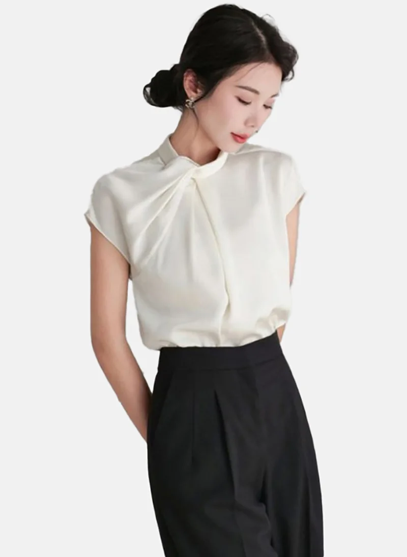 YUNIQEE Women Solid Scarf Neck Top