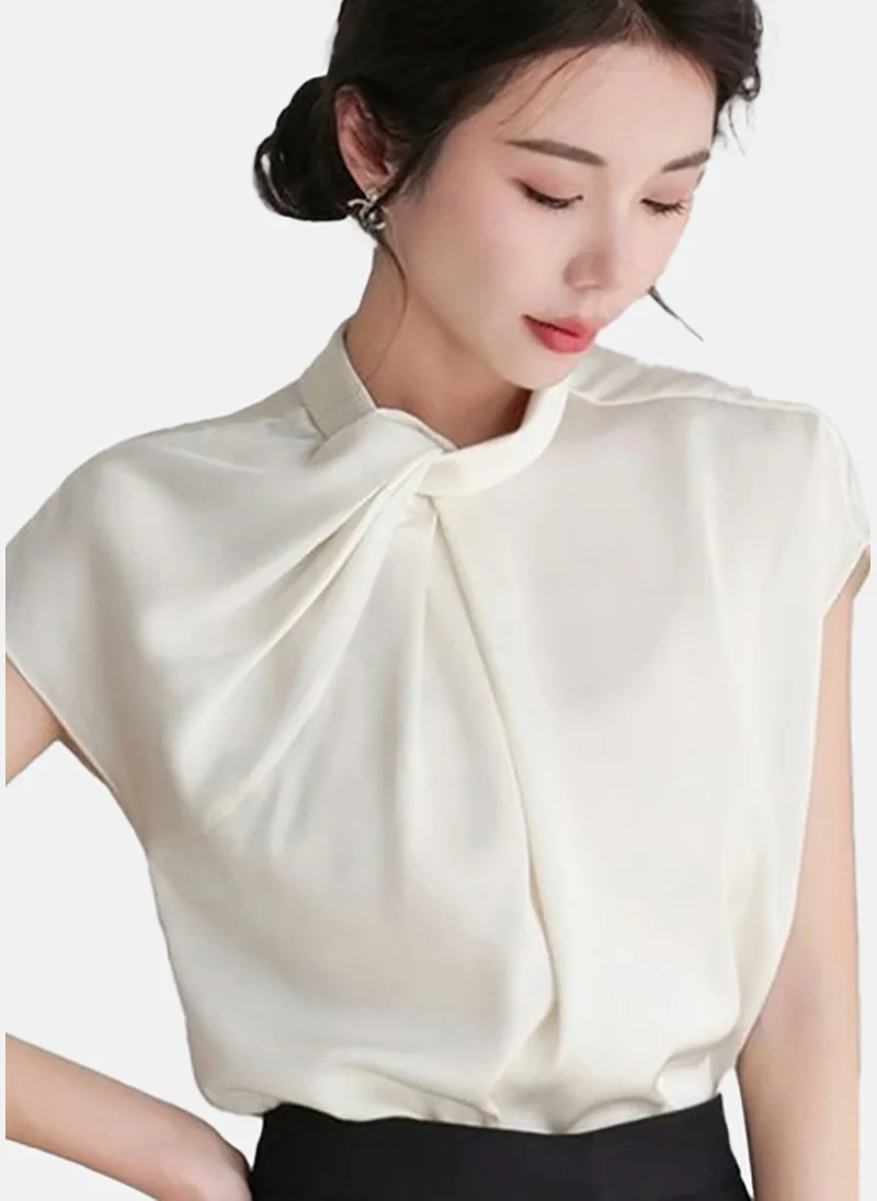 YUNIQEE Women Solid Scarf Neck Top
