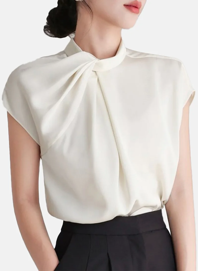 YUNIQEE Women Solid Scarf Neck Top