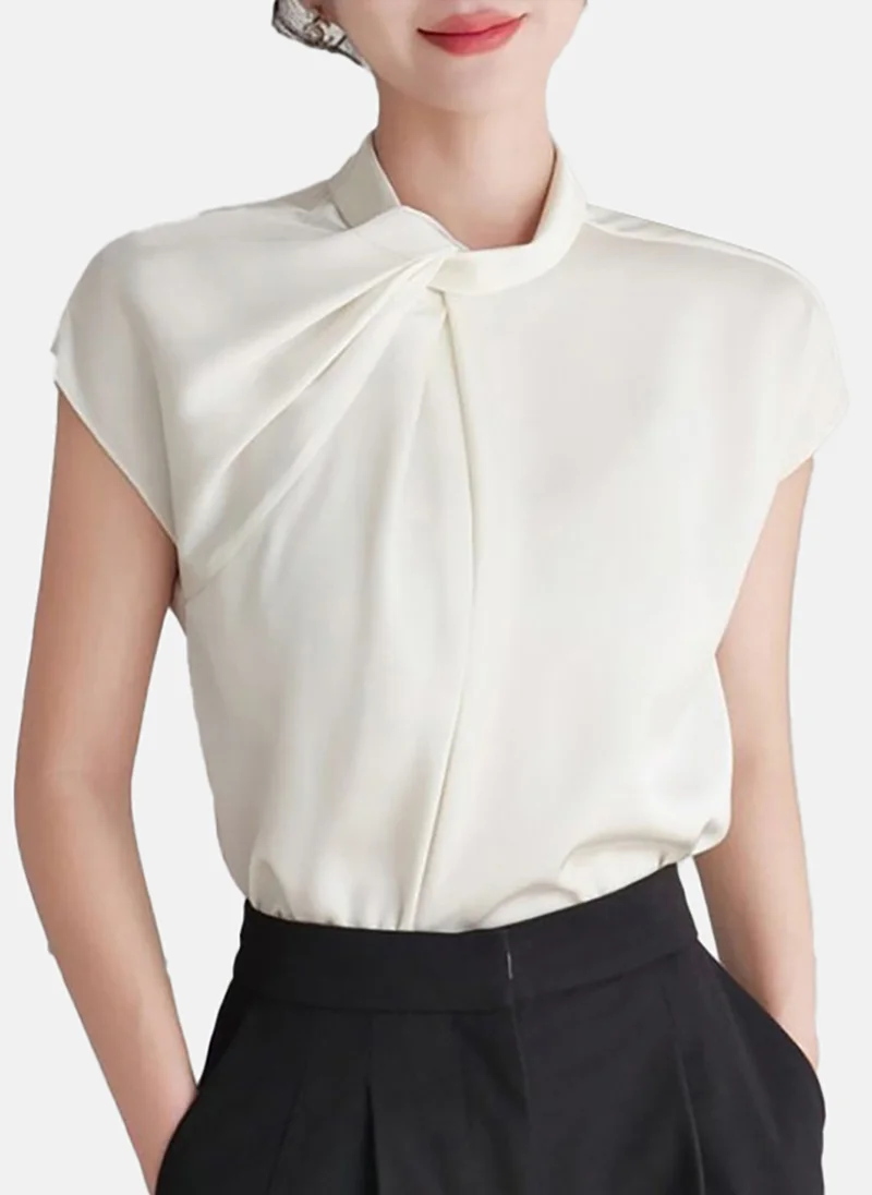 YUNIQEE Women Solid Scarf Neck Top