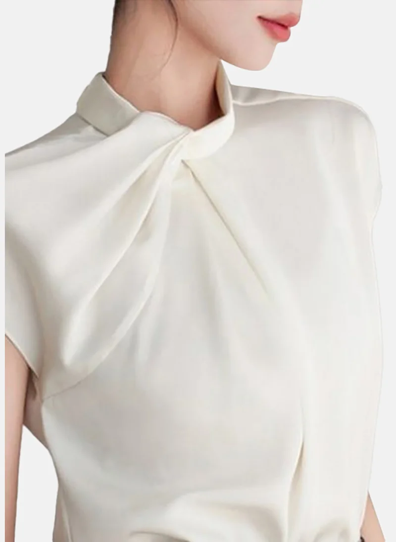 YUNIQEE Women Solid Scarf Neck Top
