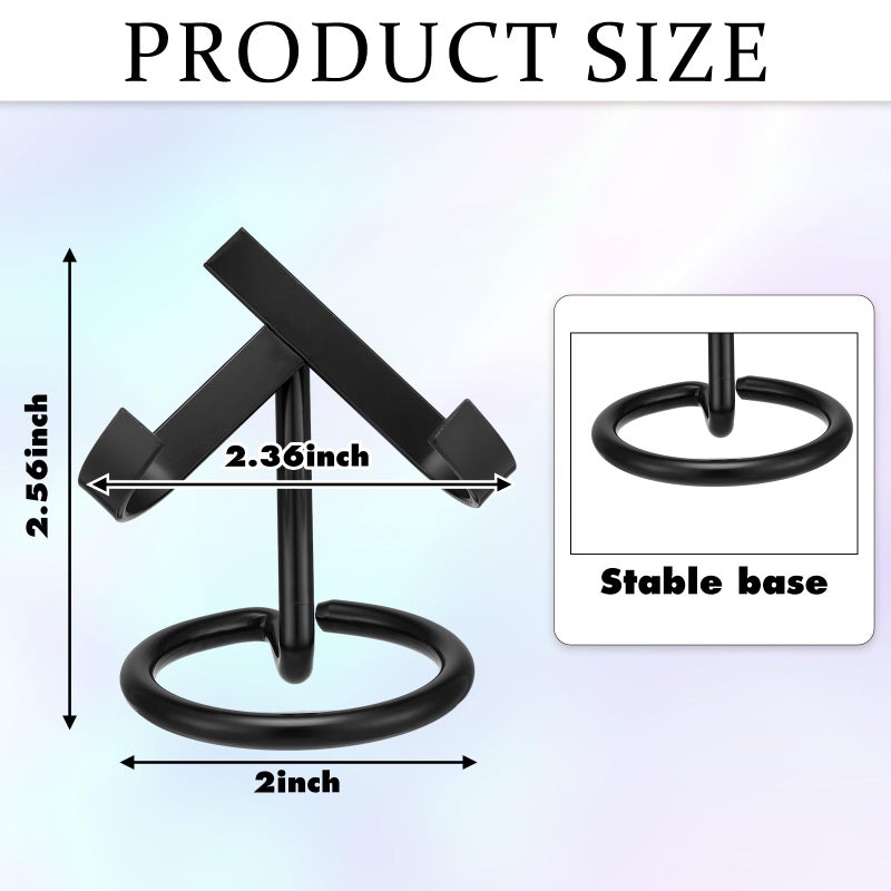 Shimeyao 4 Pcs Metal Crystal Heart Stone Stand Crystal Ball Holder Rock Display Stand Mineral Specimen Display Easel Holder for Gemstones Fossils Agate Slabs Plates (Black,2 x 2.36 x 2.56 Inch) - Image 2