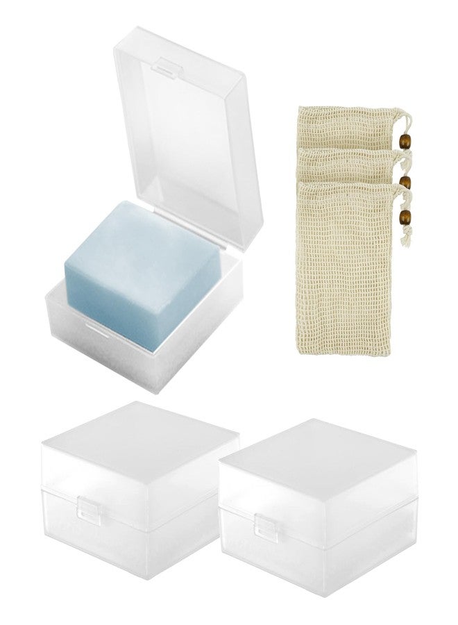 YONHTUTU 3 PCS Travel Soap Case for DR. Squatch Soap, Travel Soap Container Holder Dish with Draining Pad, Portable Bar Soap Travel Case with Soap Saver Bag for Bathroom Gym Camping Outdoor (Matte Clear) - Image 1