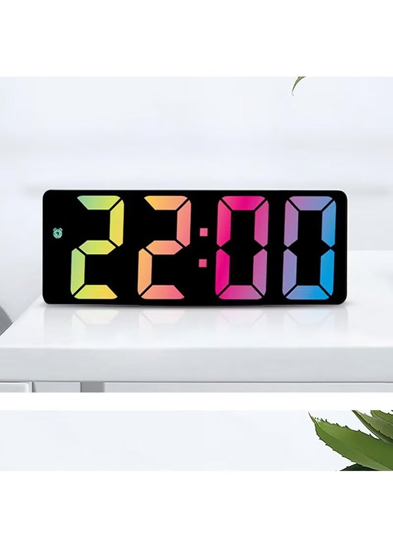 NiceArt Modern Led Digital Alarm Clock With Mirror Finish Adjustable Brightness, Temperature Display, Usb Powered Desk Clock For Bedroom Decor , Batteries Not Included Alarm Clocks For Bedrooms（Black） - Image 1