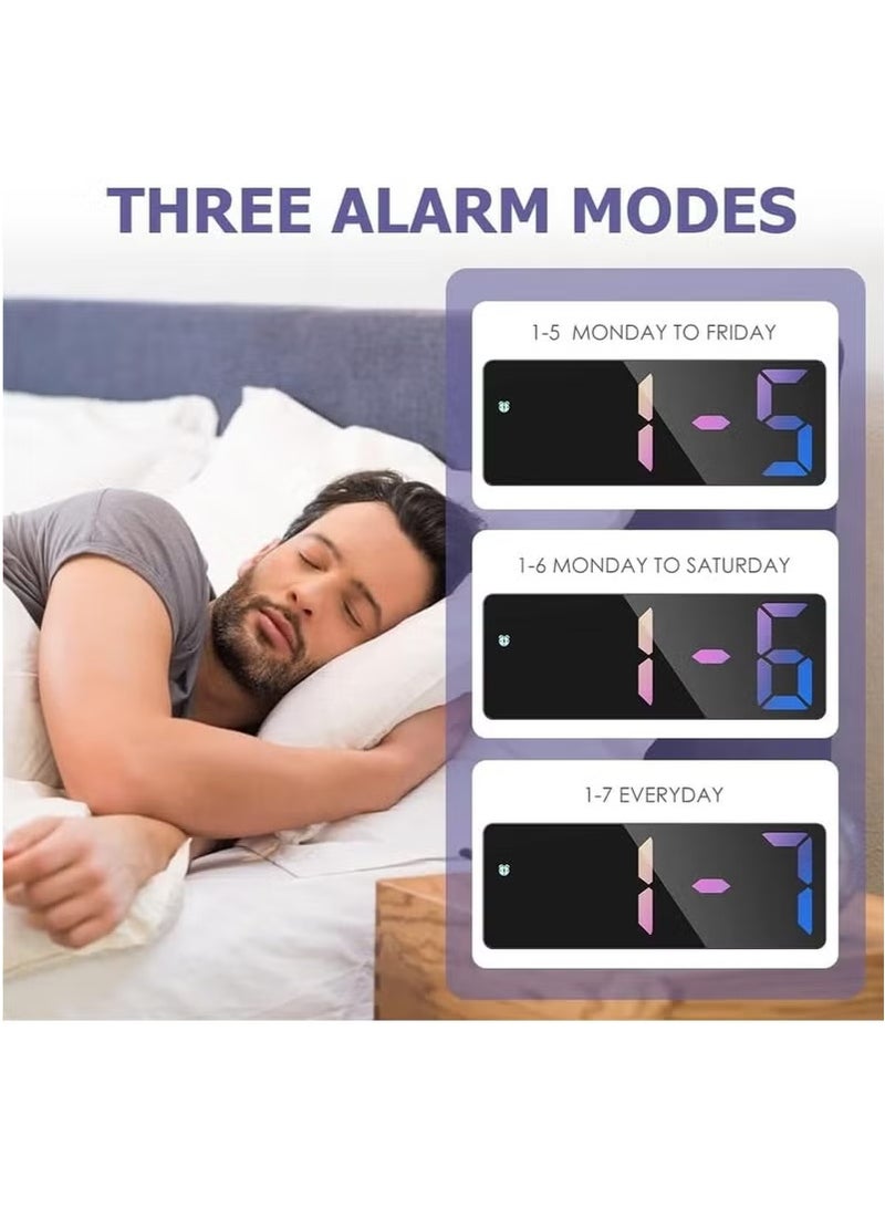 NiceArt Modern Led Digital Alarm Clock With Mirror Finish Adjustable Brightness, Temperature Display, Usb Powered Desk Clock For Bedroom Decor , Batteries Not Included Alarm Clocks For Bedrooms（Black） - Image 4