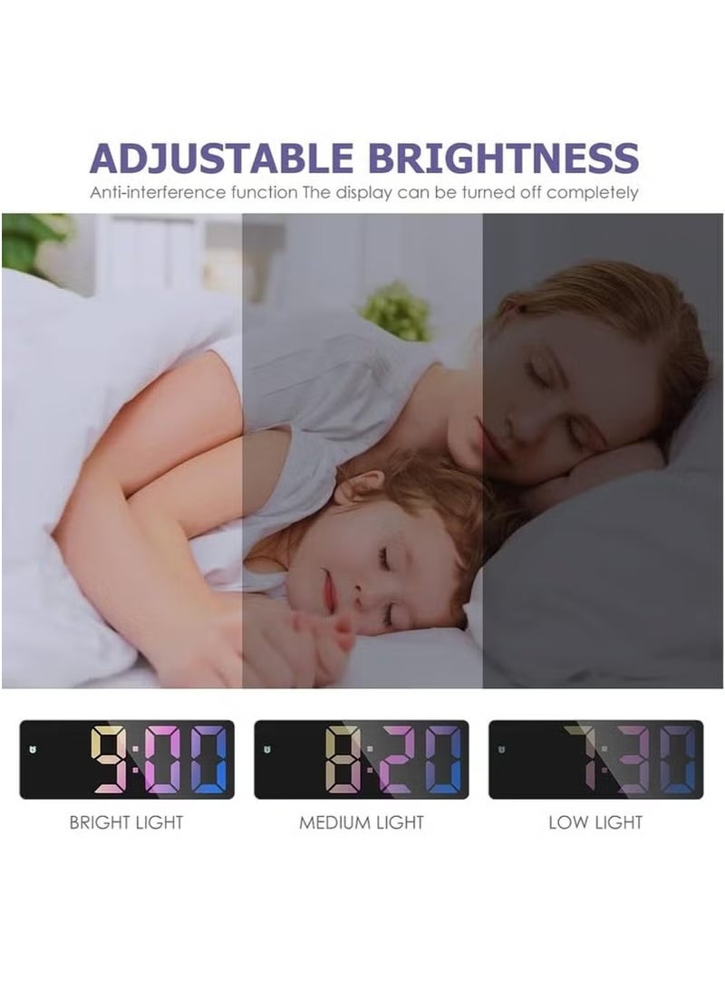 NiceArt Modern Led Digital Alarm Clock With Mirror Finish Adjustable Brightness, Temperature Display, Usb Powered Desk Clock For Bedroom Decor , Batteries Not Included Alarm Clocks For Bedrooms（Black） - Image 2