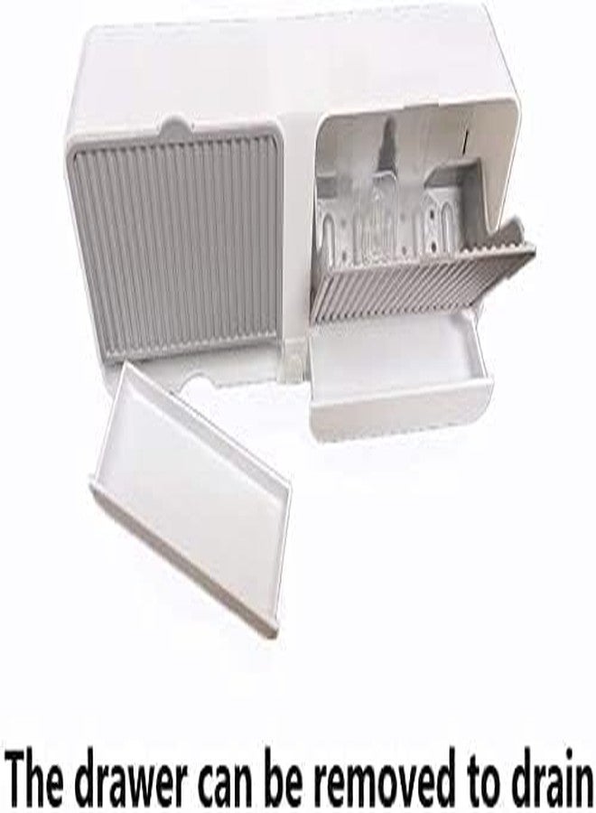 Decorcrafts Plastic Wall-Mounted Double Bar Soap Box with Lid Double Grids, Drainage Box with Cover Soap Holder, White - Image 5