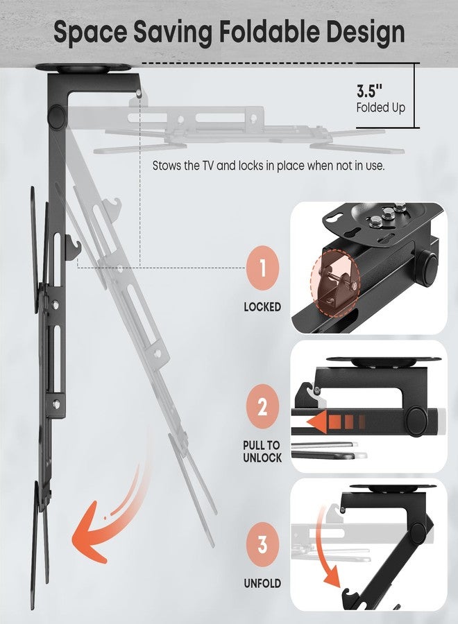 PUTORSEN حامل تلفزيون سقفي من PUTORSEN، مقاس 23-55 بوصة، قابل للطي والدوران، مناسب للأسقف والأرضيات المائلة، يتحمل وزنًا يصل إلى 20 كجم، متوافق مع معيار VESA 400 × 400 مم، لون أسود - Image 3