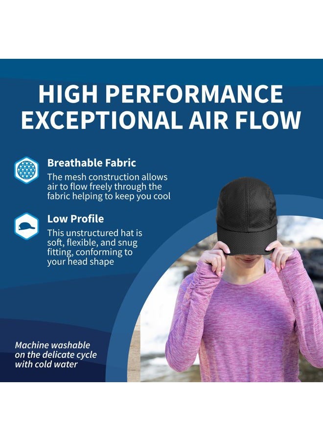 TrailHeads Women's Race Day Performance Running Cap, Lightweight & Quick Drying Mesh Sports Hat with Reflective Trim - Black - Image 5
